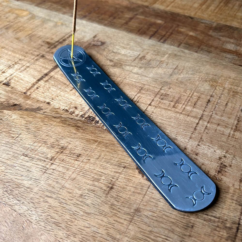 Aluminium Incense Holder Triple Moon & Pentagram