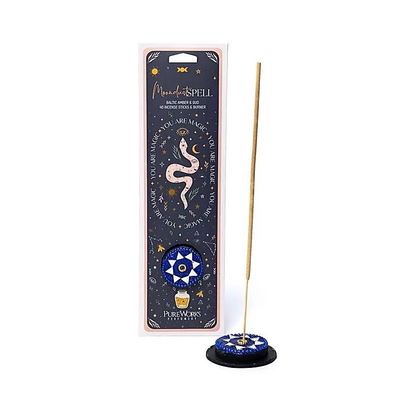 Celestial Magic Evil Eye Protection - 40 Incense Sticks & Incense Holder - Baltic amber and oud